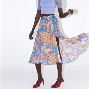 ZARA Tied Print Skirt